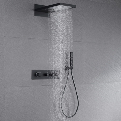Душевая система Black&White Universe с термостатом, черная матовая (UK8330B)