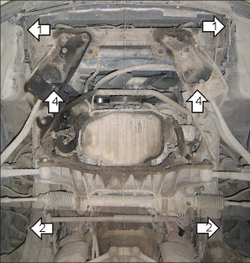 Защита картера Двигателя, КПП. 2 мм, Сталь. для Lexus LS 400 1994-2000 MOTODOR.05003