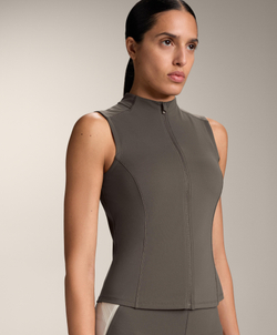 Oysho Футболка на молнии без рукавов, угольный