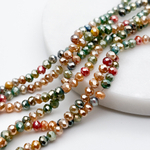 Бусина стекло, цвет микс АВ, размер 3,5*4,5 мм, цена за нить 40 см