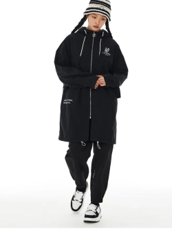 Удлиненная ветровка с капюшоном