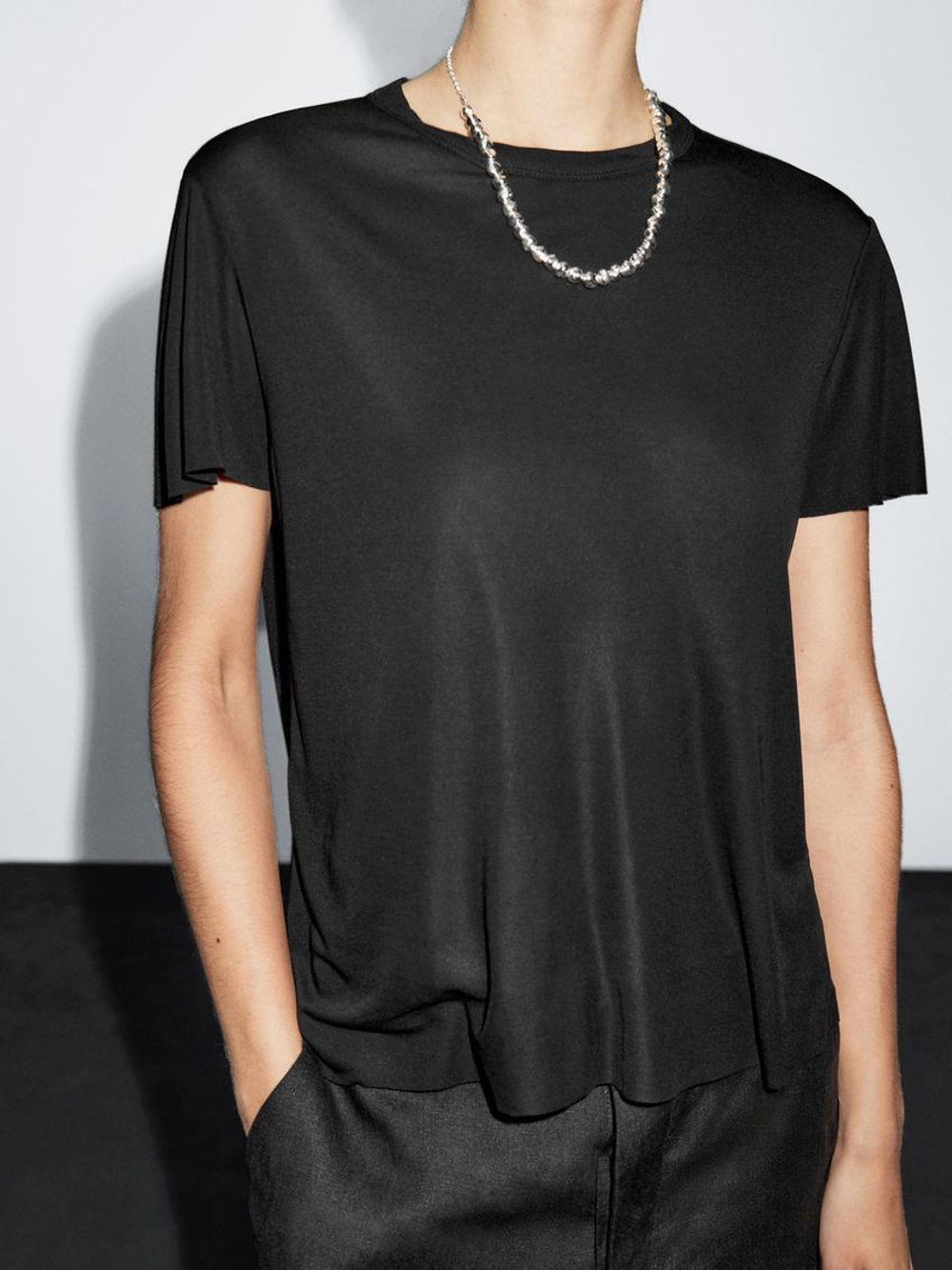 Massimo Dutti Футболка с коротким рукавом, черный