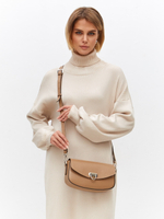 Сумка кожаная на плечо кросс-боди капучино