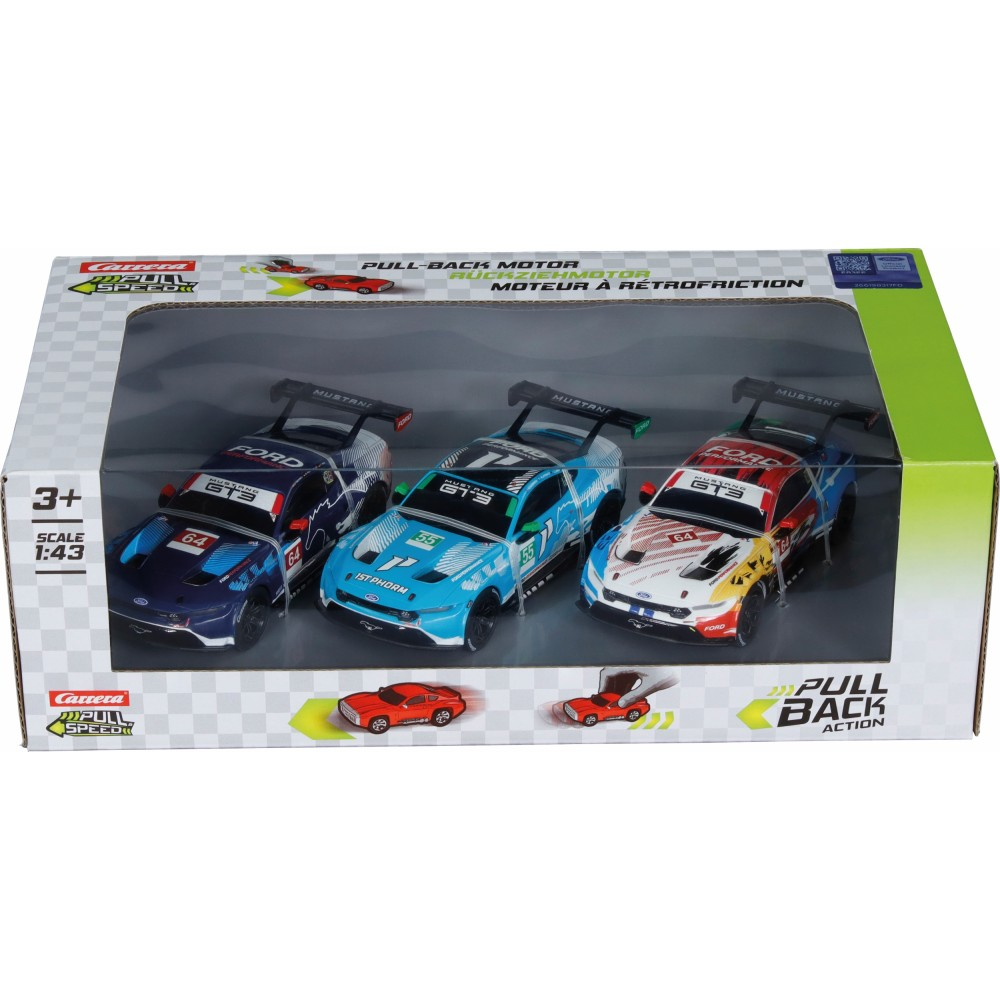 Carrera Pull & Speed - Три машинки FORD MUSTANG GT3 3-ПАК 13033