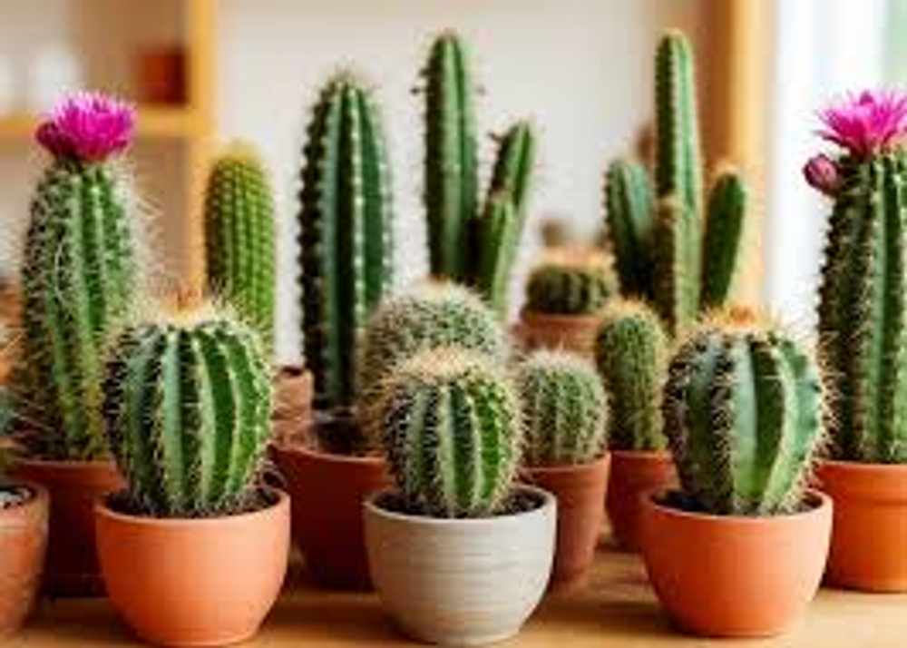 Кактус с розовым цветочком