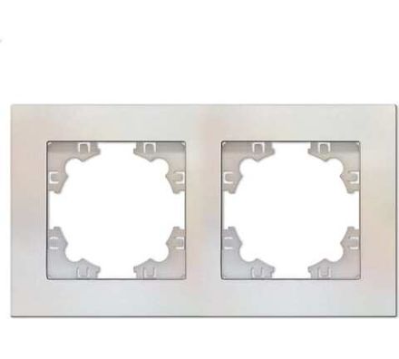 Рамка двухместная горизонтальная "UNIVersal" серия "Афина" жемчуг (еврослот) (HU2331)