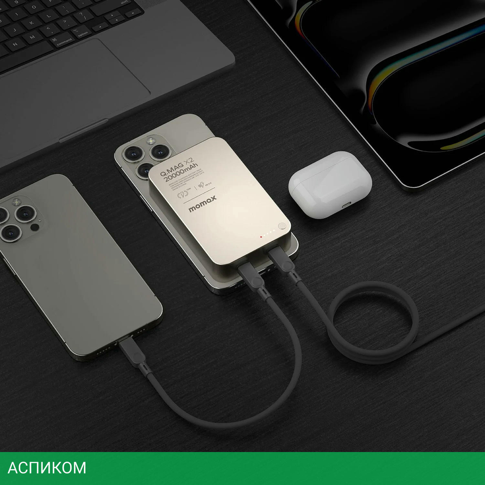 Портативное зарядное устройство Momax IP133 Q.Mag X2 Titanium (IP133E)