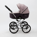 Универсальная детская коляска Adamex Porto Retro LUX PS-13 3в1 (Серо-розовый, сливовая экокожа)