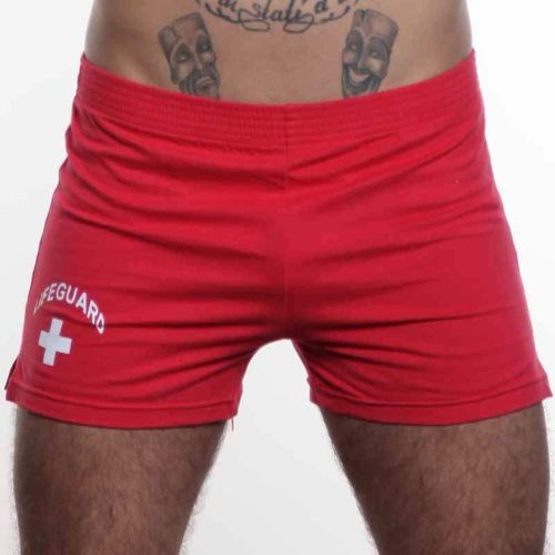 Мужские шорты  спортивные красные Andrew Christian Lifeguard Shorts