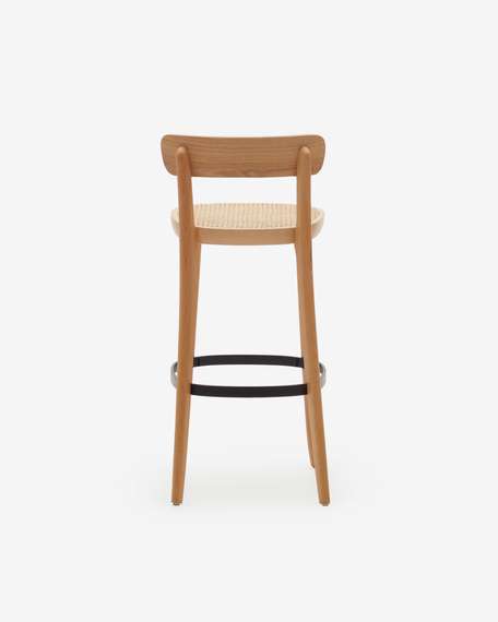 Барный стул Romane светлый бук с сиденьем из ротанга | La Forma | Испания