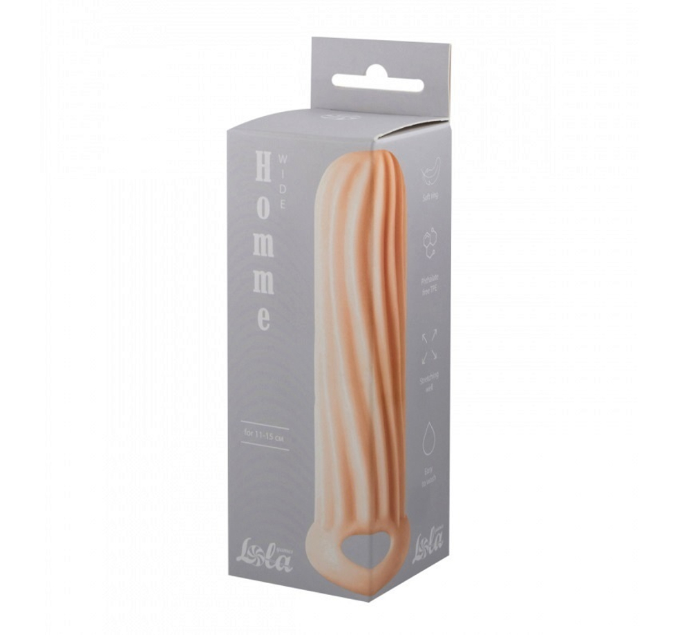 Фаллоудлинитель Homme Wide с кольцом телесный 13 см