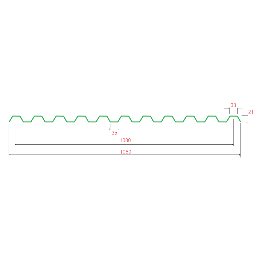 Профнастил RAL 8017 С 21 двухсторонний 0,45*1000*
