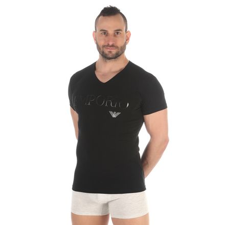 Мужская футболка черная с v-вырезом Emporio Armani 110810_CC716 00020