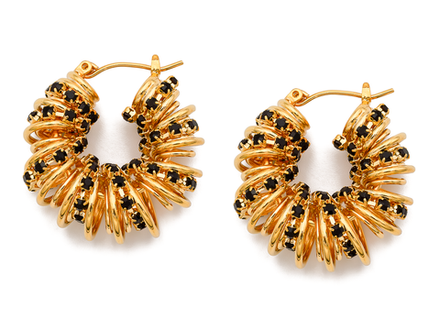 Серьги "Пружинка" 30мм со стразами