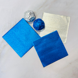 Фольга оберточная для конфет с тиснением Синяя (8x8 см, 100 шт)