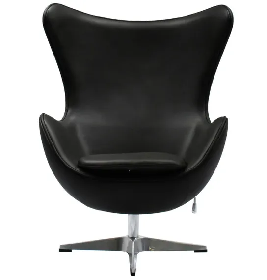 Кресло Egg, черная натуральная кожа