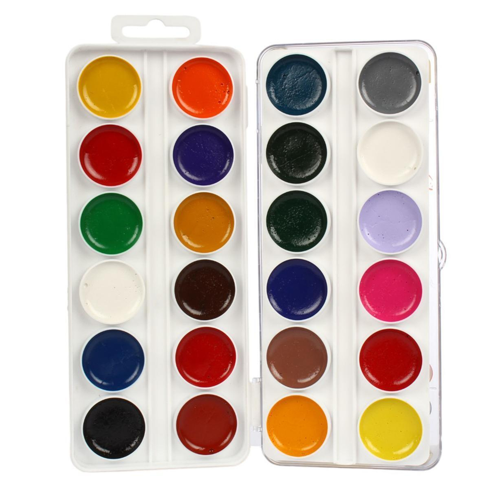 Акварель медовая 24 цвета, без кисти, пластик АККМ24 (Каляка-Маляка)