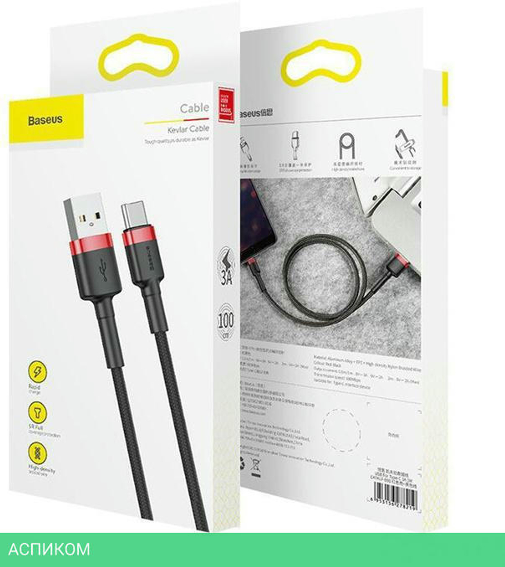 Кабель Baseus Cafule 1m Red/Black (CATKLF-B91)
