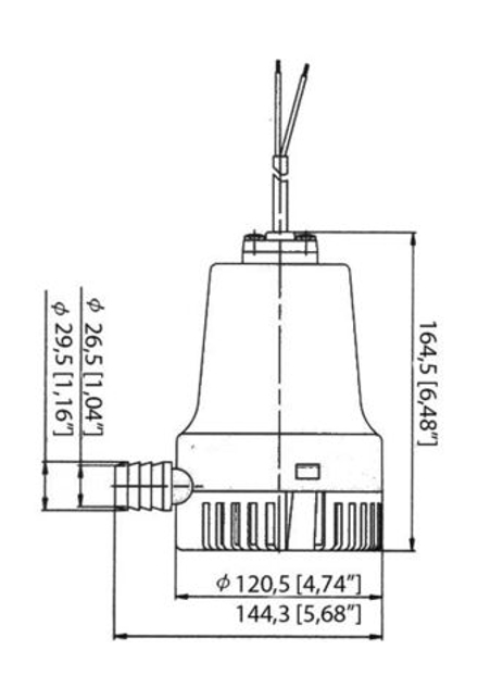Помпа осушительная, 12 В, 1400GPH (5299 л/ч)