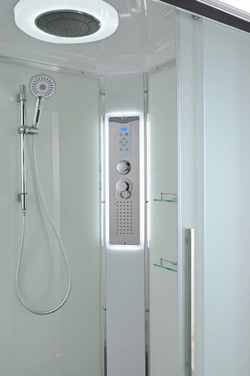 Душевая кабина AvaCan (АваКан) EM5812RLED с высоким поддоном, с ГМ, с электрикой и LED освещением, 120х80х220