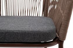 "Марсель" стул плетеный из роупа, каркас алюминий коричневый (RAL8016) муар, роуп коричневый круглый, ткань темно-серая 019