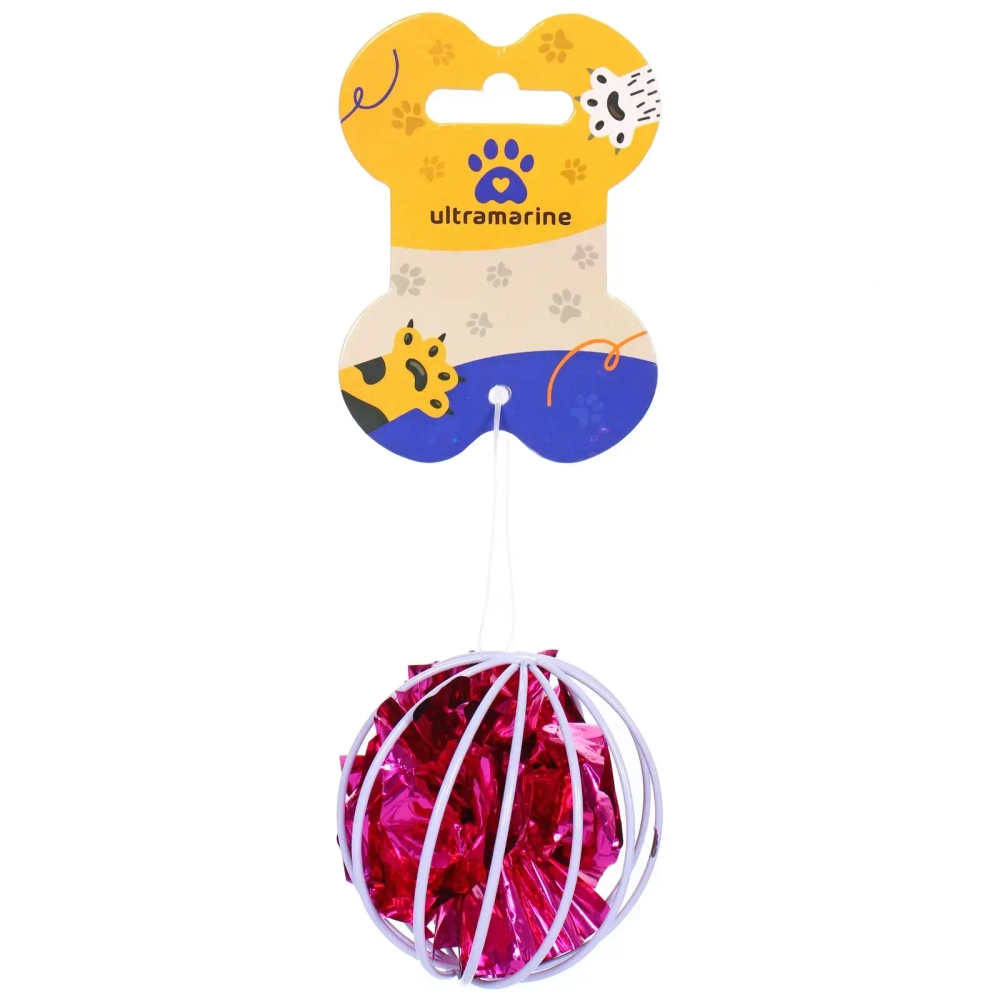 Игрушка - мячик для кошек «ИГРУЛИК», шуршалка, цвет розовый, d - 6см