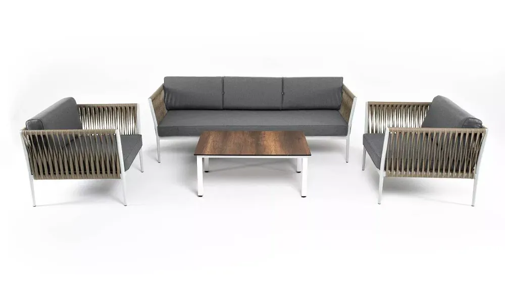 "Касабланка" лаунж-зона плетеная из роупа 5-местная, цвет серый