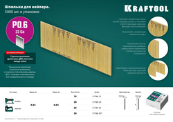 KRAFTOOL тип 23GA (P0.6) 15 мм, 10 000 шт, шпильки для нейлера (31786-15)