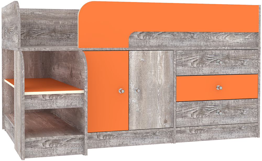 Кровать-чердак КарИВи Астра 9, 1 Бетон Оранжевый