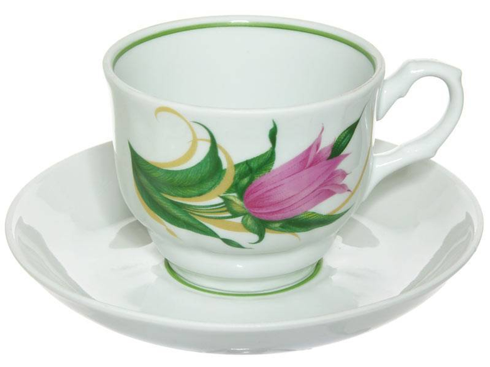 Чайная пара 250мл форма Тюльпан Колокольчики