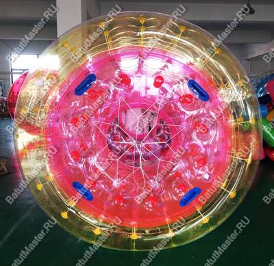 Аттракцион Водный роллер (Гидророллер) "Розово-оранжевый" ПВХ 2,2*2*2