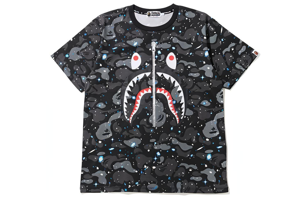 A Bathing Ape Space Camo Shark Tee черный