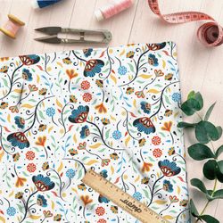 Ткань шелк Армани классический цветочный орнамент