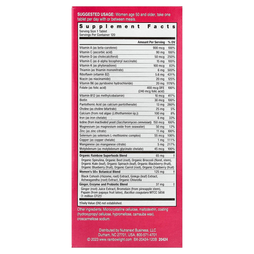 Rainbow Light, Women's One™, мультивитамины для ежедневного приема старше 50 лет, высокая эффективность, 120 вегетарианских таблеток