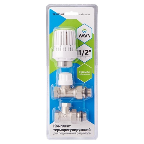 Комплект DN 15 прямой 3в1: термоголовка М30х1,5 + клапан термостатический + клапан настроечный MVI TR.623.04