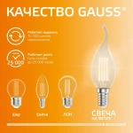 Лампочка светодиодная E14 Свеча на ветру 8W теплый свет 2700К УПАКОВКА 10 шт. Gauss Elementary Filament