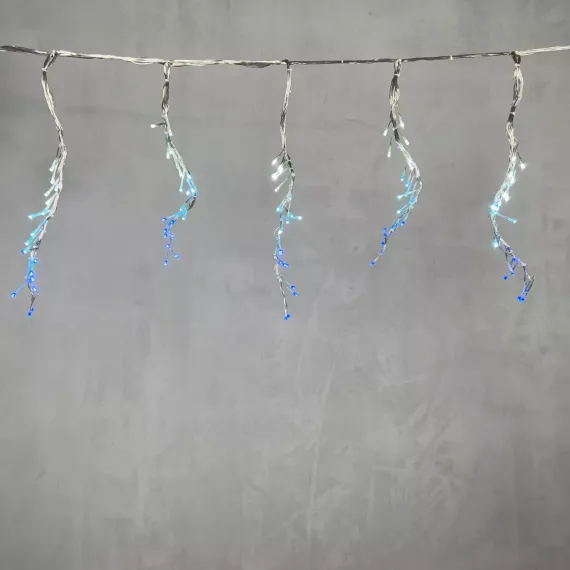 Светодиодная бахрома с эффектом бегущий огонь 1.75*0.4м., 24V, 160 LED ламп бело - синего цвета, прозрачный провод, Beauty Led (ESI160-SH10-1WB)