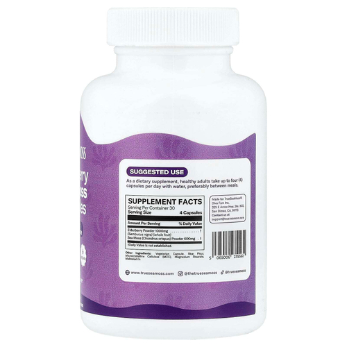 True Sea Moss, бузина и морской мох, 120 капсул