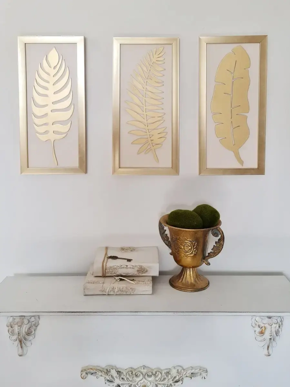 Настенный декор "Листья" в золотой раме