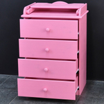 Пеленальный комод деревянный Алиса с откидным столиком, 60х44х88 см, детский комод с 4 ящиками для хранения вещей из массива сосны, розовый