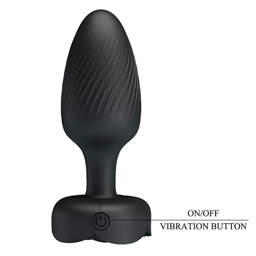 Анальная вибропробка 9,8см с мигающими огнями Pretty Love Osborn Butt Plug Multi Color Bottom Black BI-040183