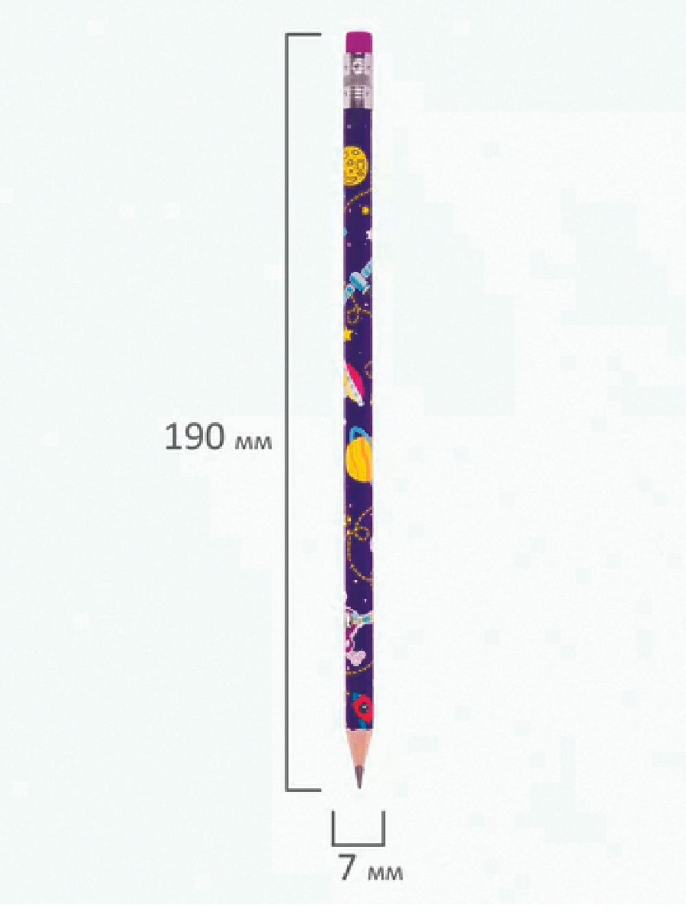 Карандаш чернографитный "ЮНЛАНДИК", HB, с ластиком, корпус ассорти