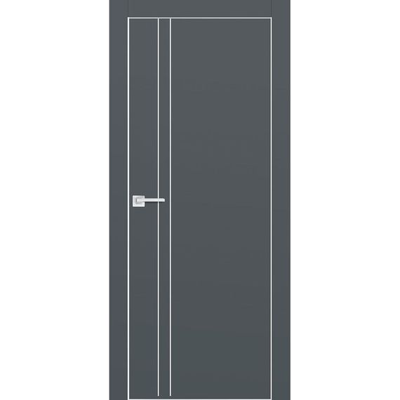 Межкомнатная дверь экошпон Profilo Porte PX-20 графит с чёрной алюминиевой кромкой с 4-х сторон