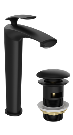 Смеситель для раковины STWORKI Гётеборг S03020BK + донный клапан SW-001BK черный матовый