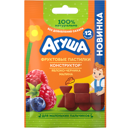 Фруктовые пластинки Агуша яблоко-черника-малина 12 гр
