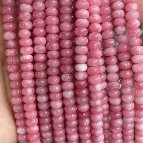 Кварц розовый 6х4 мм, бусины - рондели (нить 38 см)