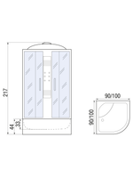 Душевая кабина RIVER TEMZA 90/44 МТ 90х90х217 10000000212 Универсальная Четверть круга