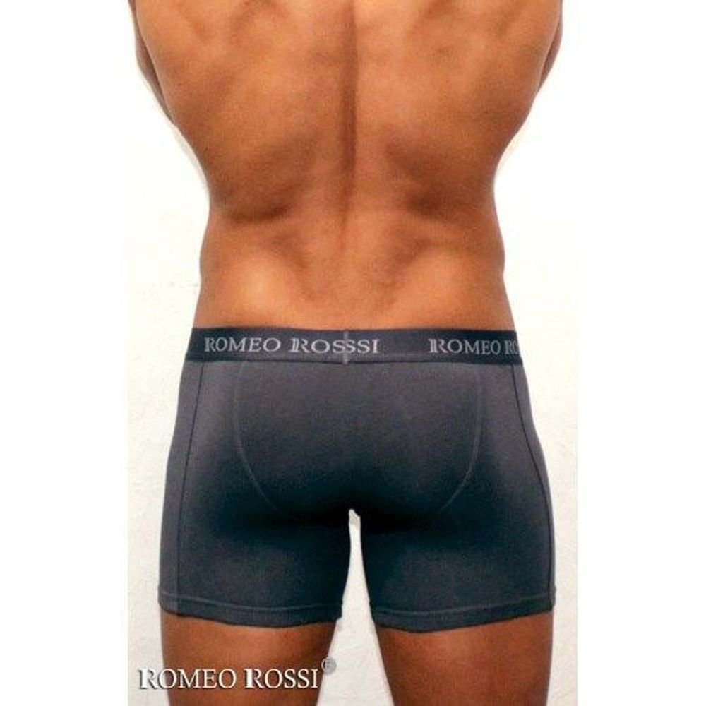 Мужские трусы боксеры удлиненные c резинкой Romeo Rossi темно-серые RR7001-04