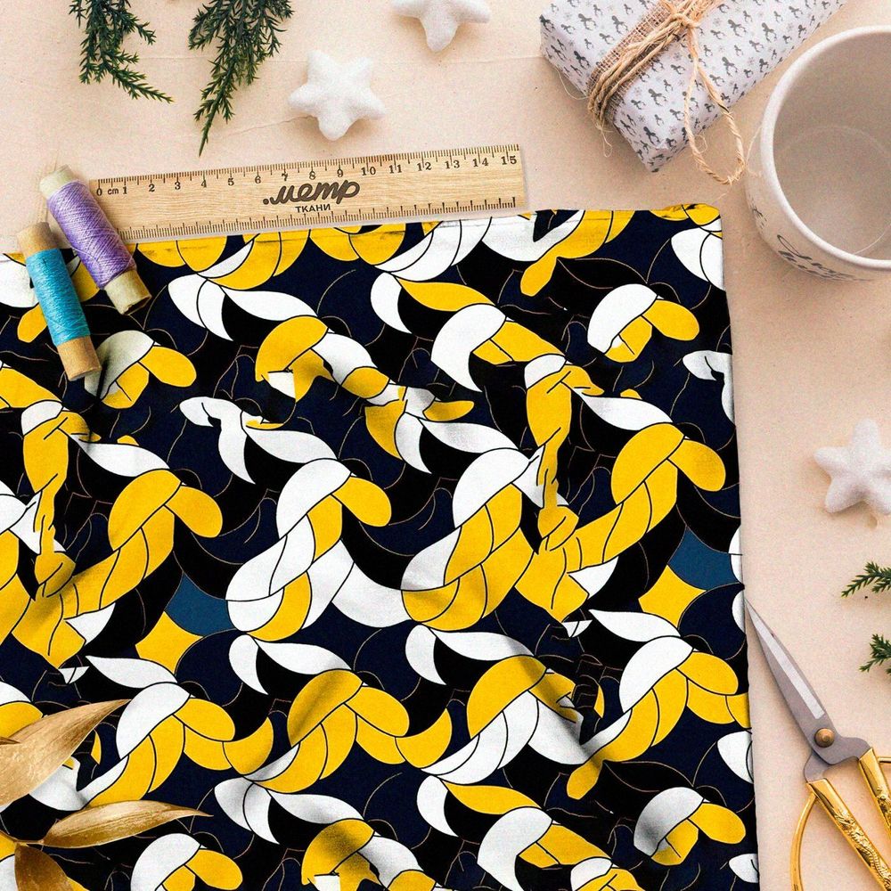 Ткань Ниагара Софт золотистый штамп