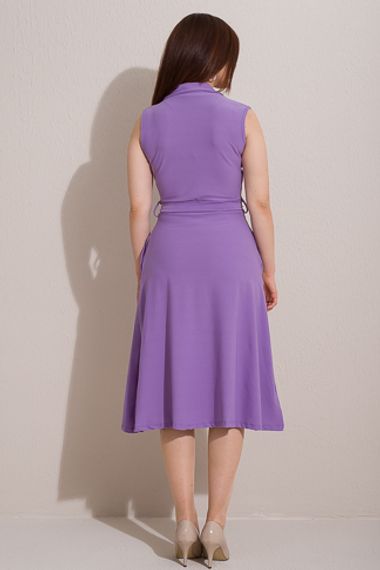 Qadın üçün aşırma yaxalı bənövşəyi don 10061034